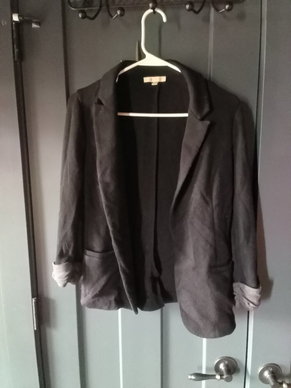 Black Blazer - Grey ruched cuffs